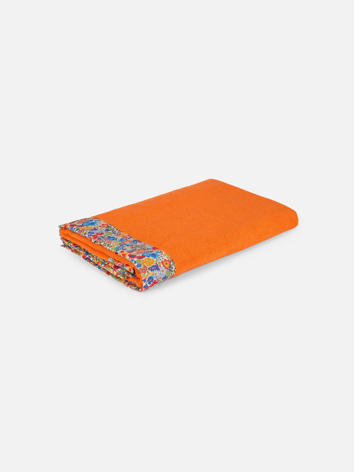 Telo mare Towel Frame arancione con cornice floreale | Made with Liberty Fabric