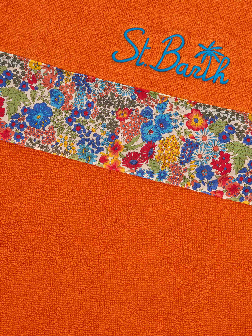 Telo mare Towel Frame arancione con cornice floreale | Made with Liberty Fabric