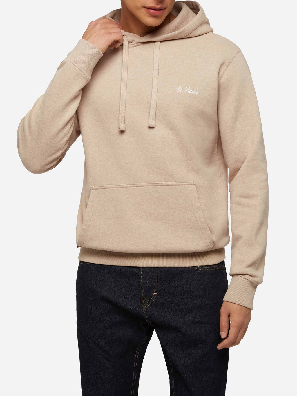 Felpa con cappuccio Tribeca beige melange ricamo logo product image 2