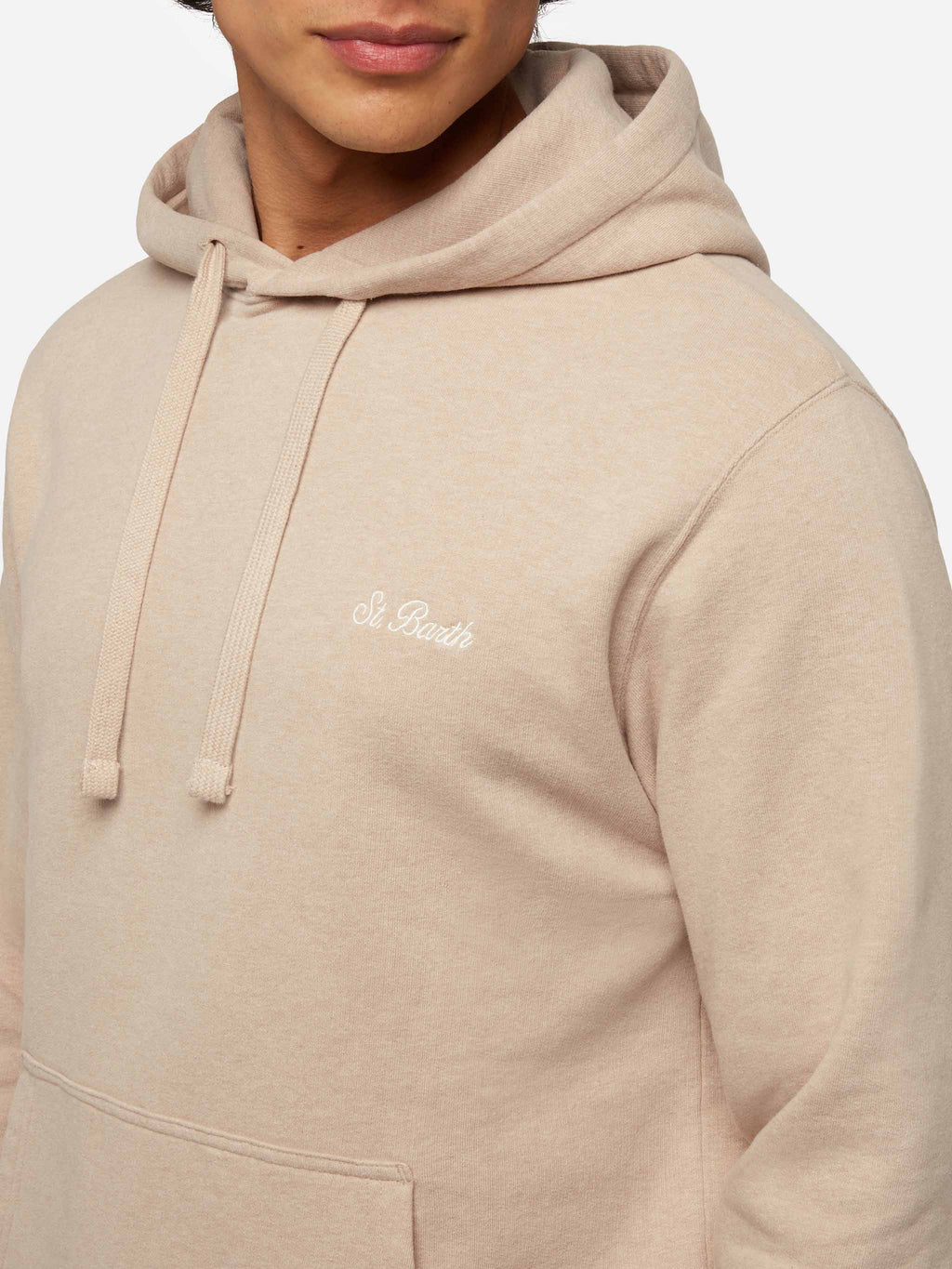 Felpa con cappuccio Tribeca beige melange ricamo logo product image 3