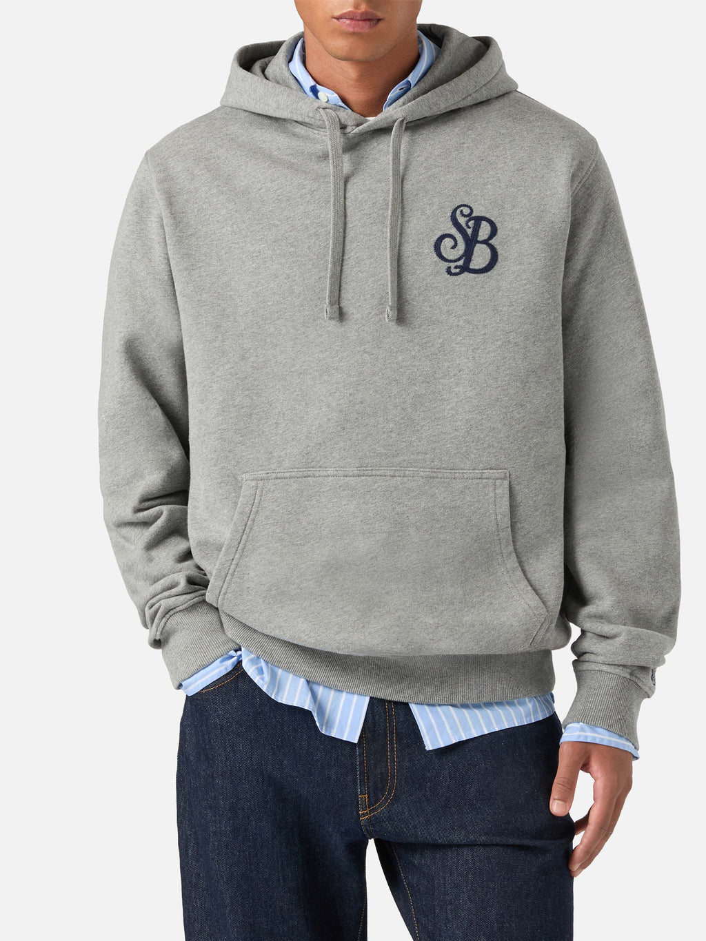 Felpa con cappuccio Tribeca grigia in cotone monogramma SB product image 5