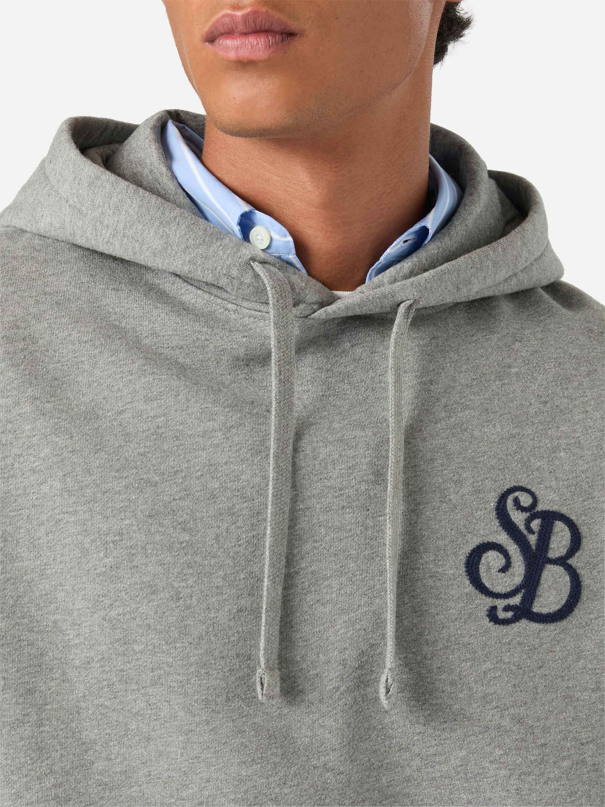 Felpa con cappuccio Tribeca grigia in cotone monogramma SB product image 6