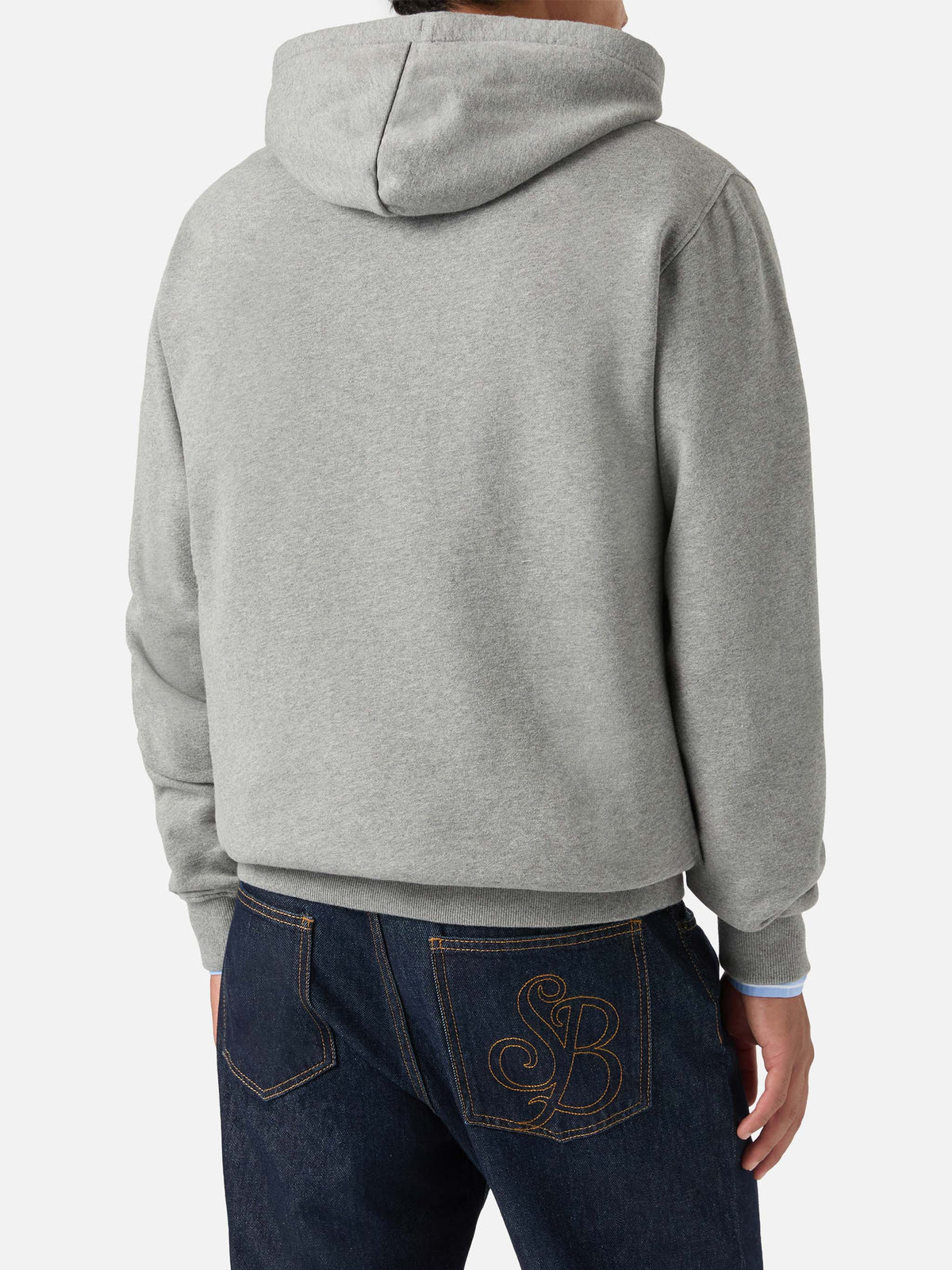 Felpa con cappuccio Tribeca grigia in cotone monogramma SB product image 7