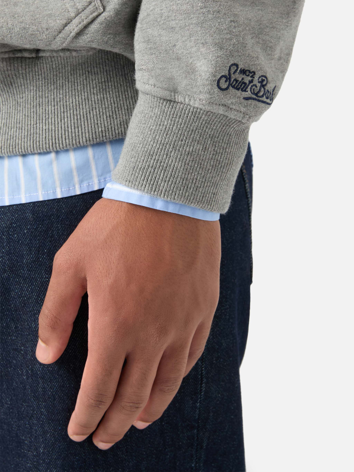 Felpa con cappuccio Tribeca grigia in cotone monogramma SB product image 8