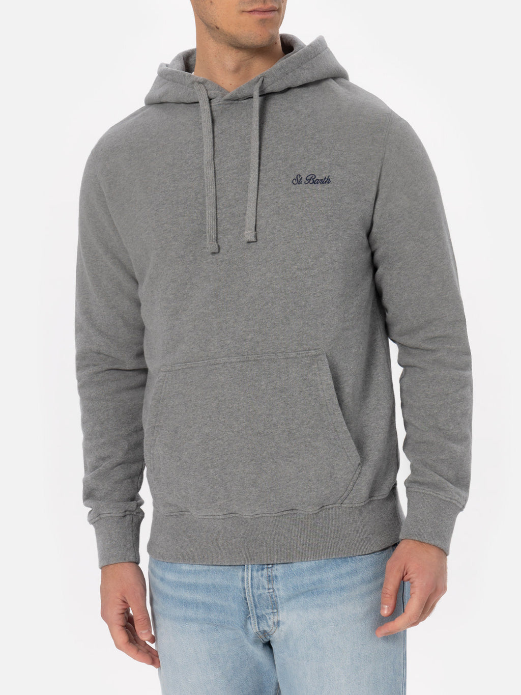 Felpa con cappuccio Tribeca grigio melange ricamo logo product image 2