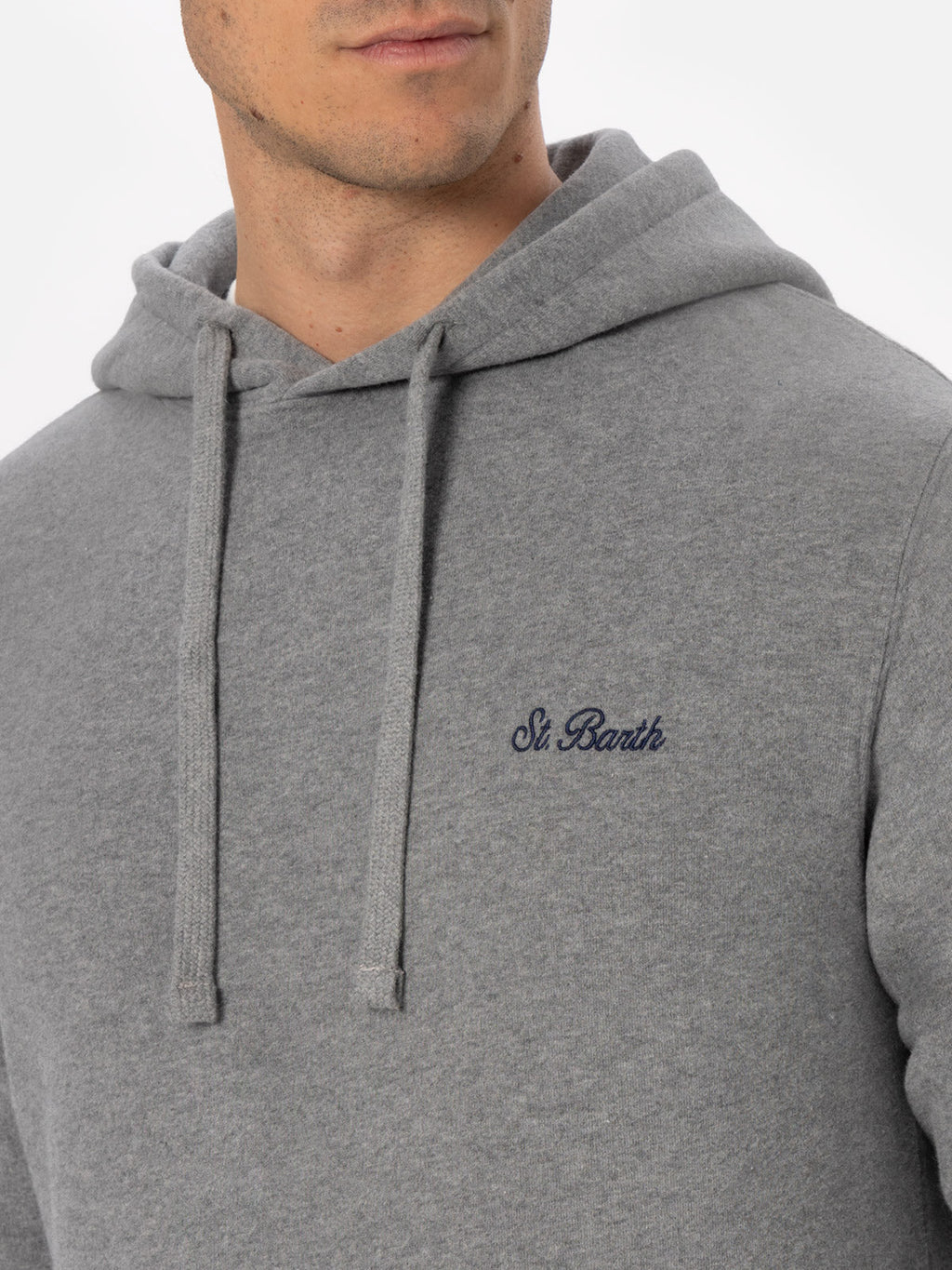 Felpa con cappuccio Tribeca grigio melange ricamo logo product image 3