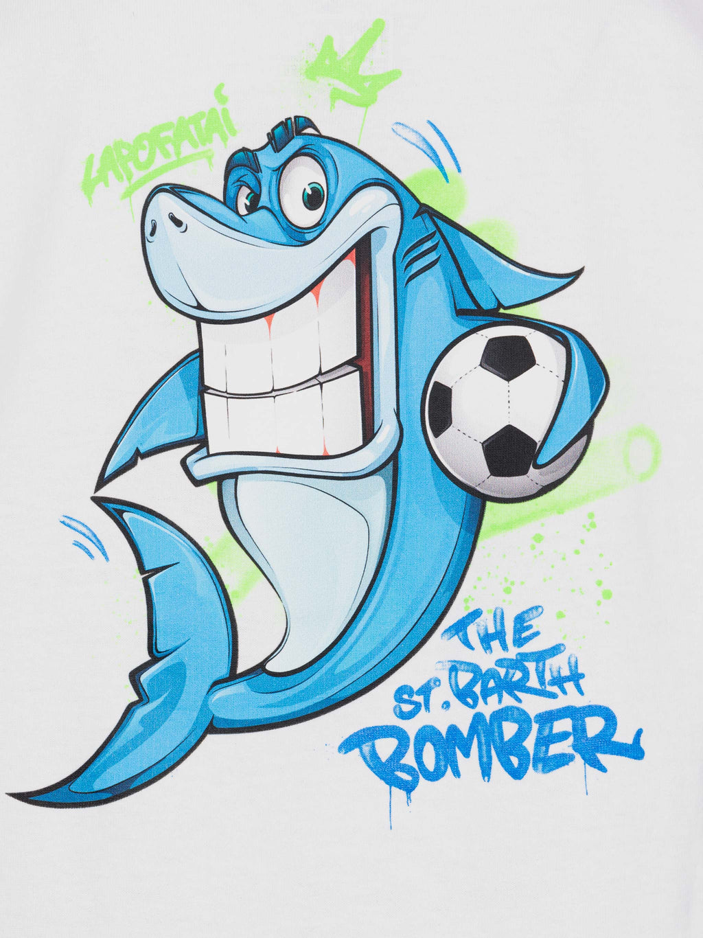 T-shirt bianca con stampa squalo calciatore Cryptopuppets product image 3