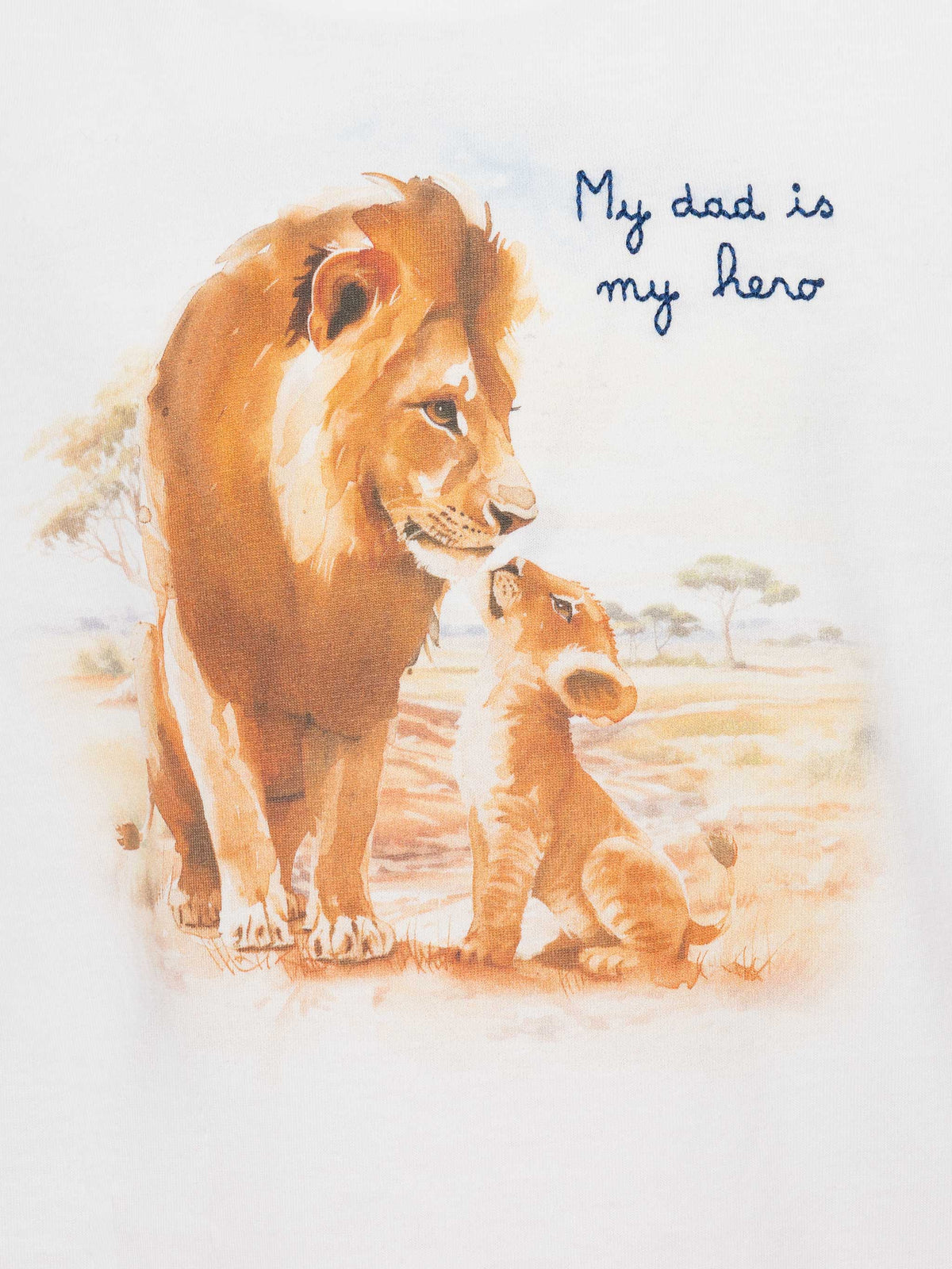 T-shirt bianca con stampa leoni padre e figlio product image 2