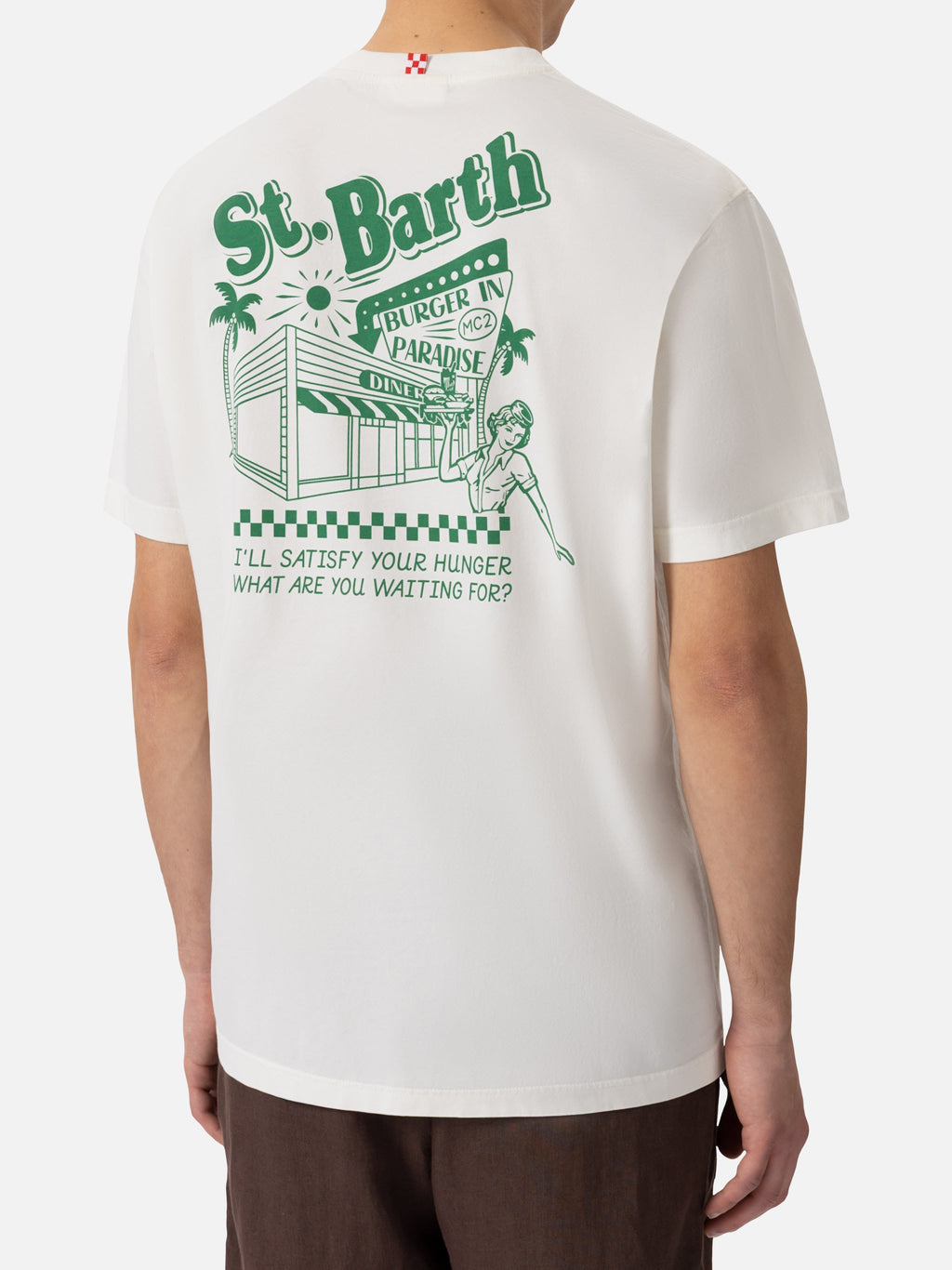 T-shirt bianco panna con stampa Burger in Paradise product image 2