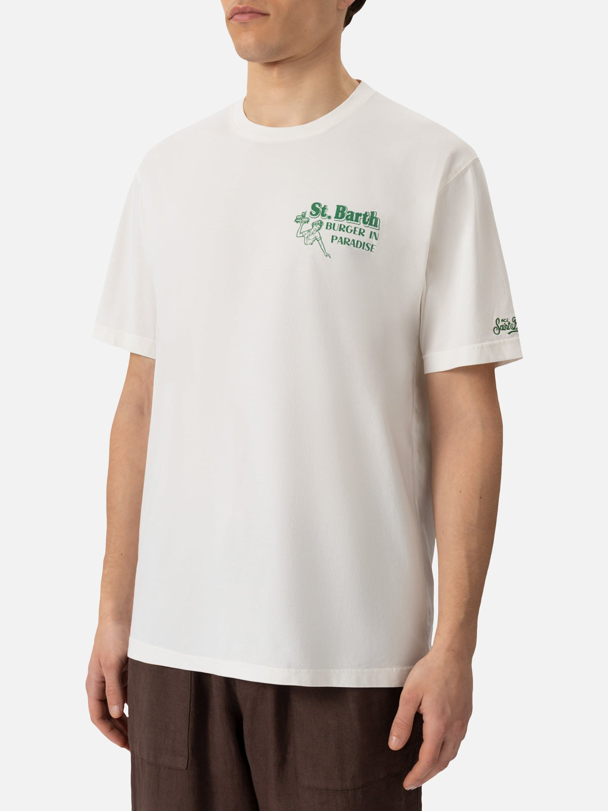 T-shirt bianco panna con stampa Burger in Paradise product image 4
