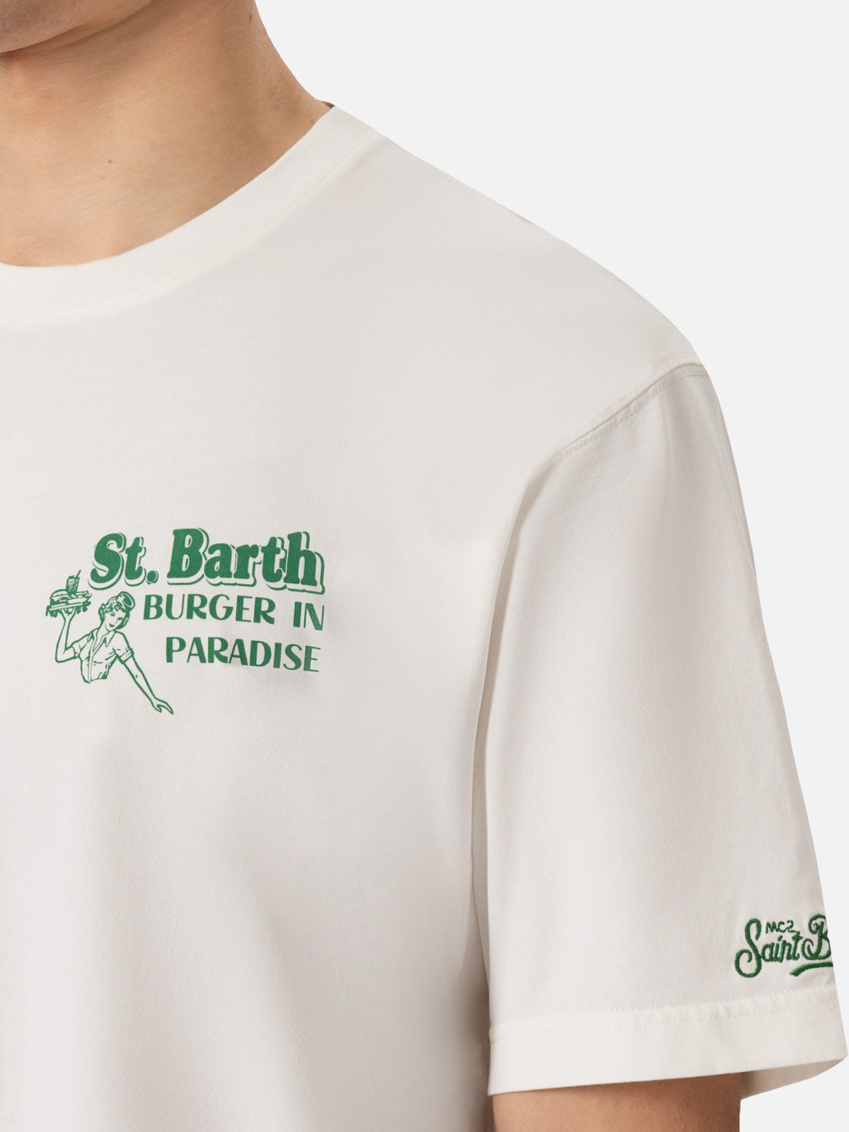 T-shirt bianco panna con stampa Burger in Paradise product image 3