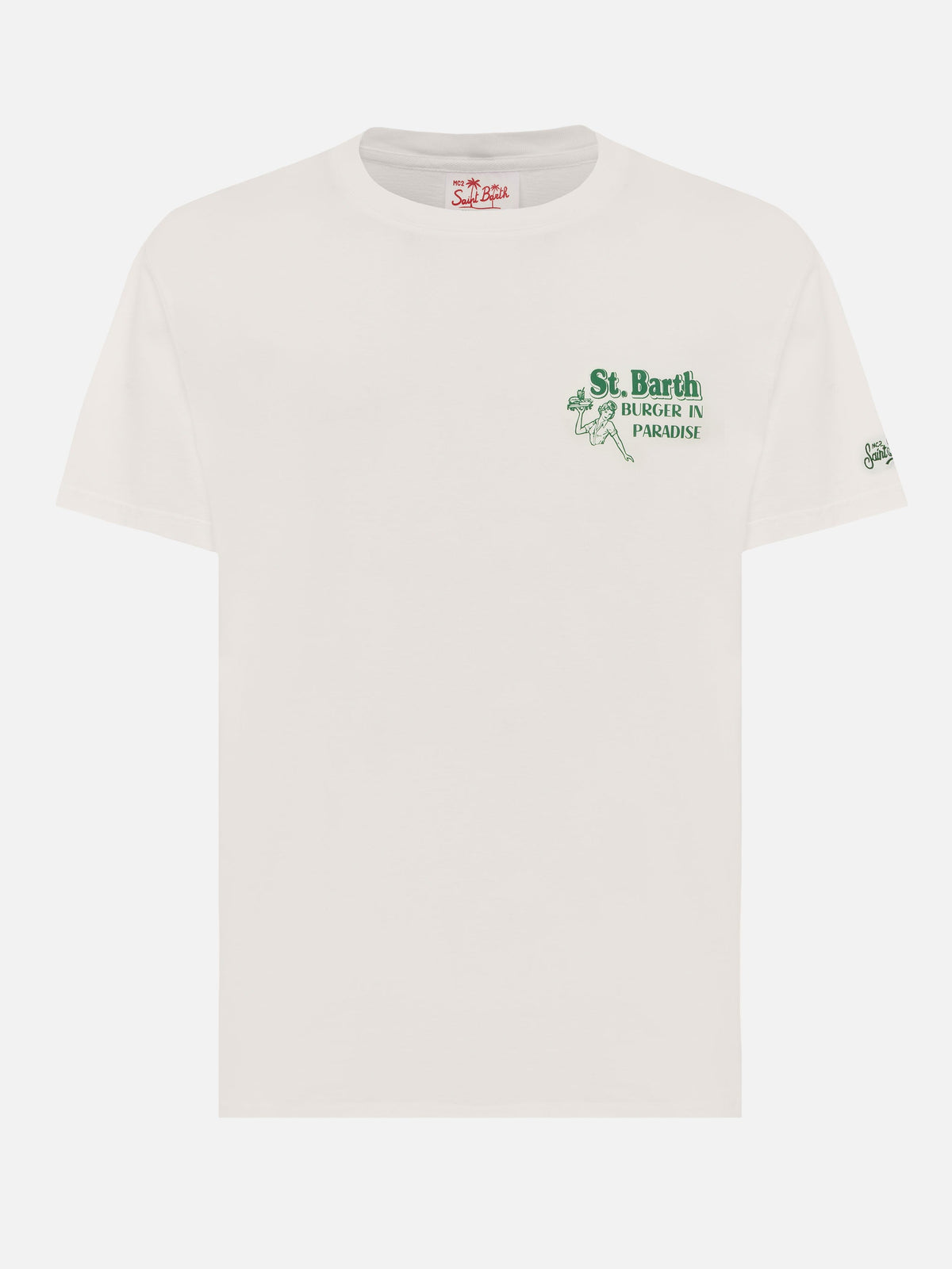 T-shirt bianco panna con stampa Burger in Paradise product image 1