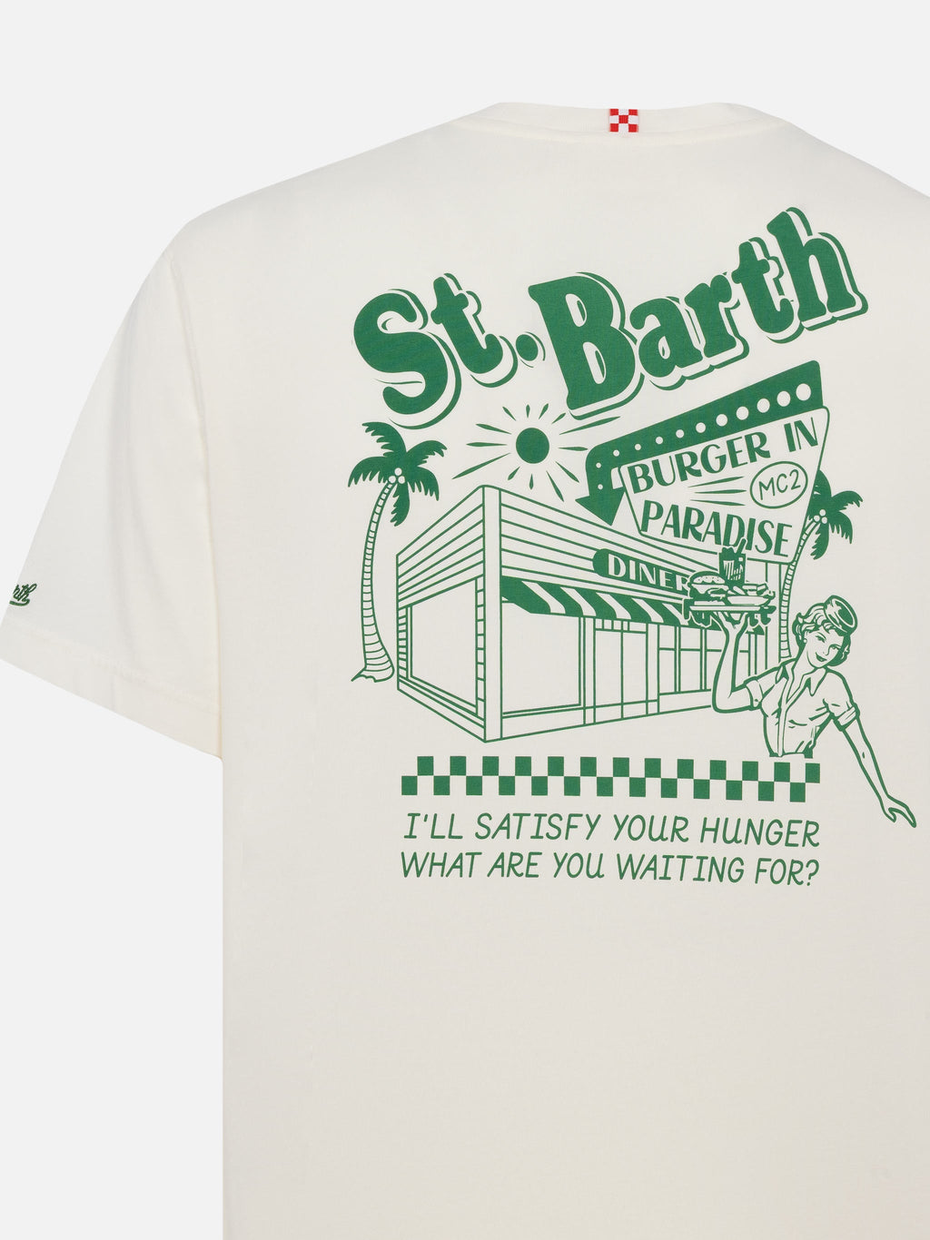 T-shirt bianco panna con stampa Burger in Paradise product image 5