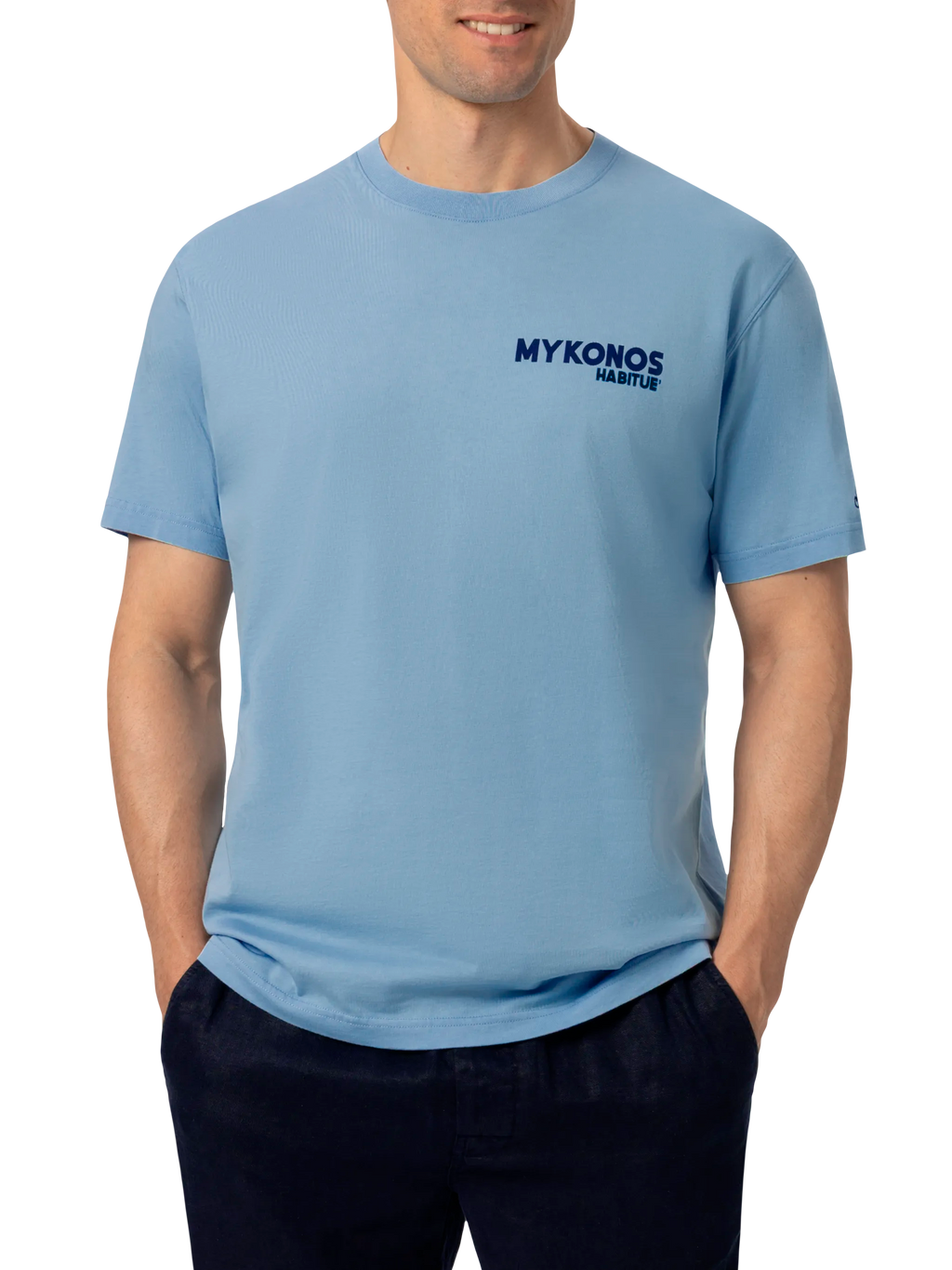 T-shirt blu con stampa cartolina Mykonos product image 4