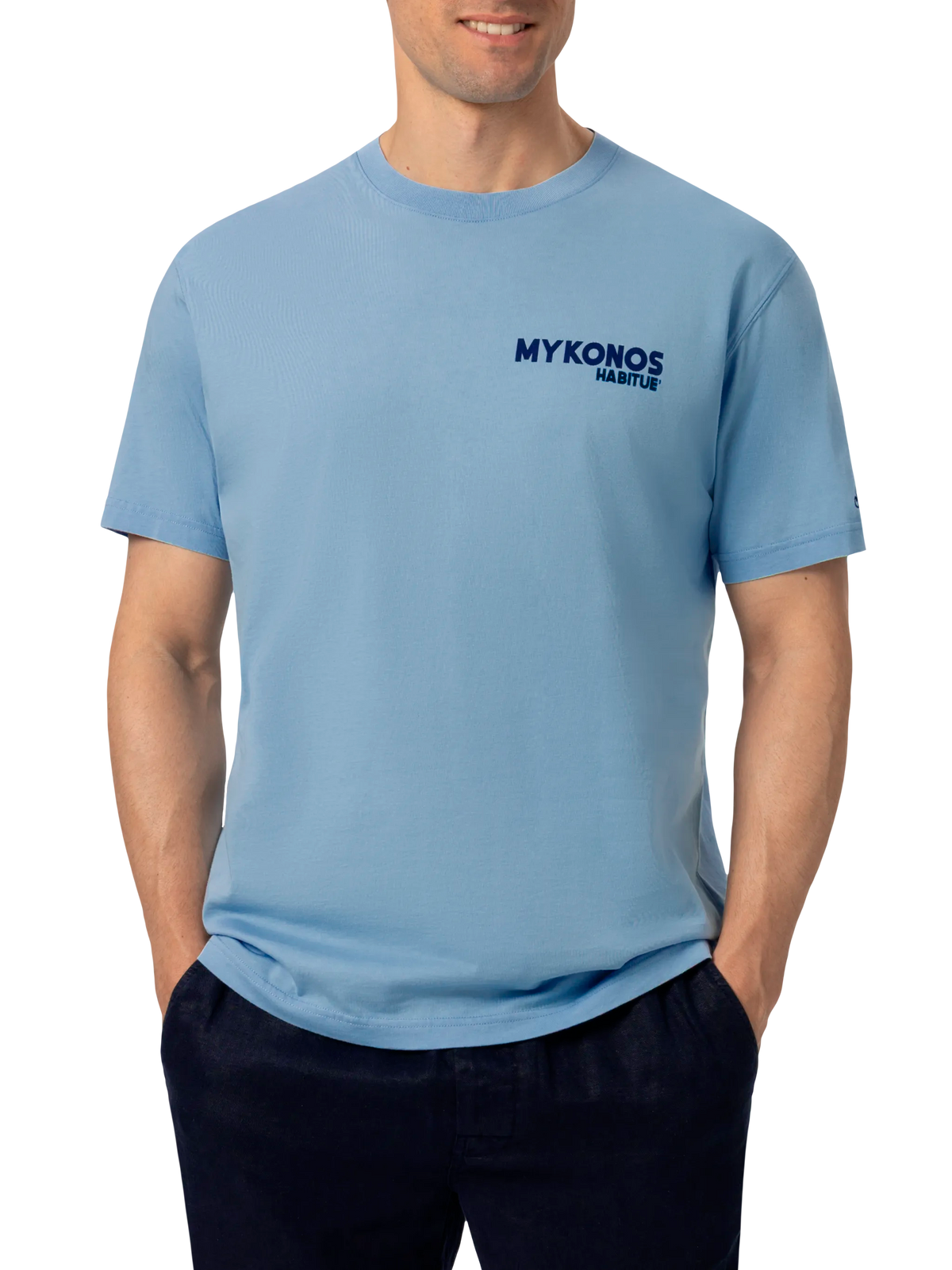 T-shirt blu con stampa cartolina Mykonos product image 4
