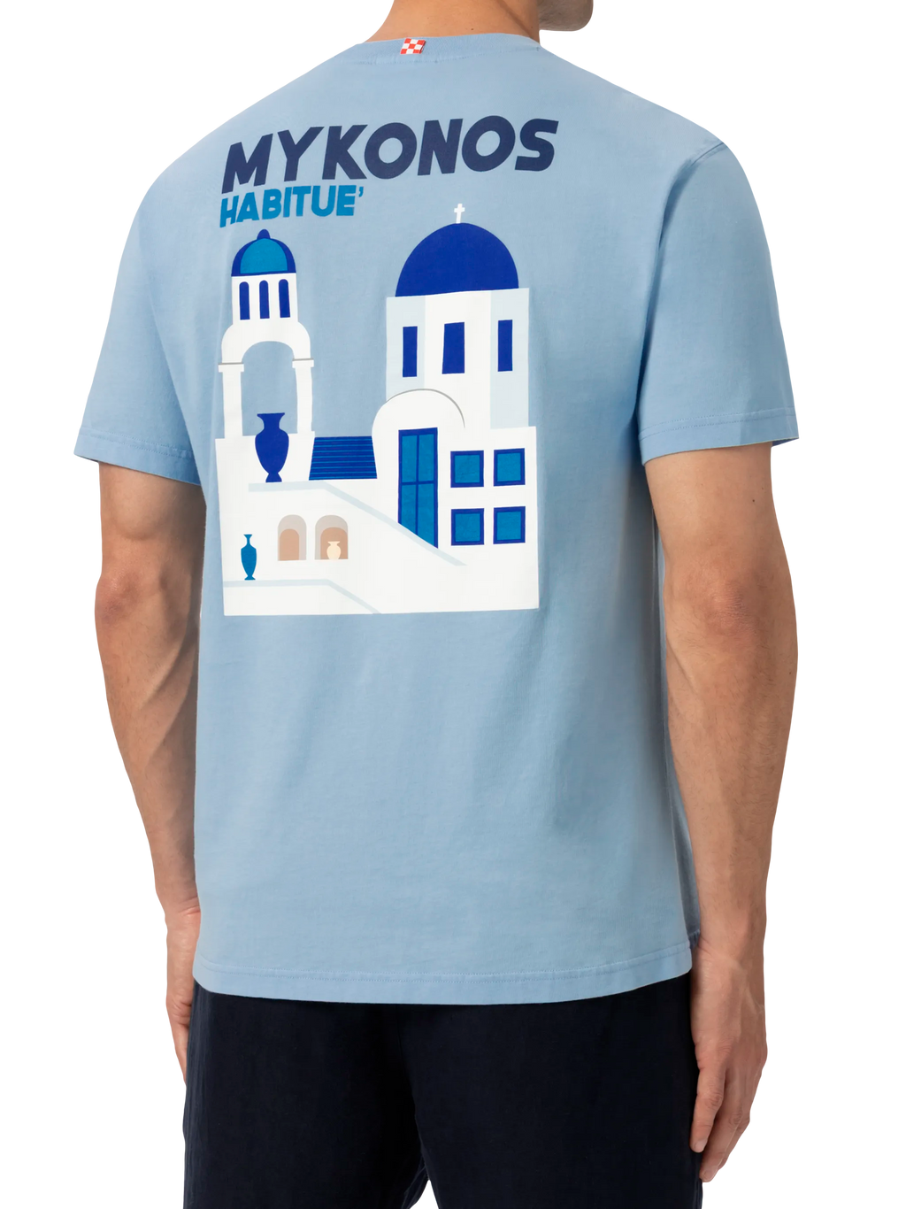 T-shirt blu con stampa cartolina Mykonos product image 3