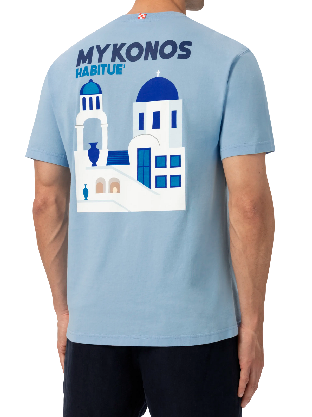 T-shirt blu con stampa cartolina Mykonos product image 3