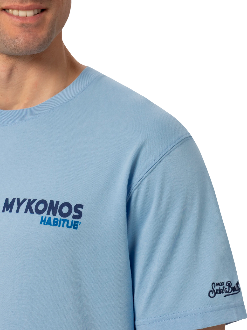 T-shirt blu con stampa cartolina Mykonos product image 2