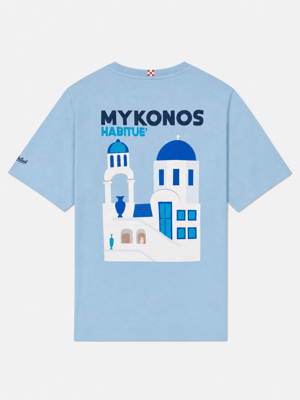 T-shirt blu con stampa cartolina Mykonos product image 1
