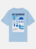T-shirt blu con stampa cartolina Mykonos product image 1
