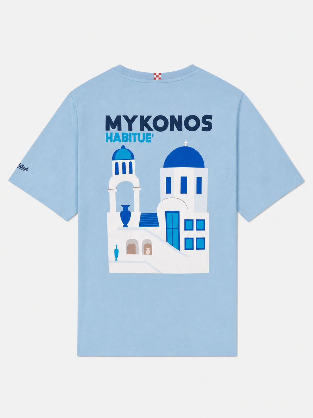 T-shirt blu con stampa cartolina Mykonos product image 1