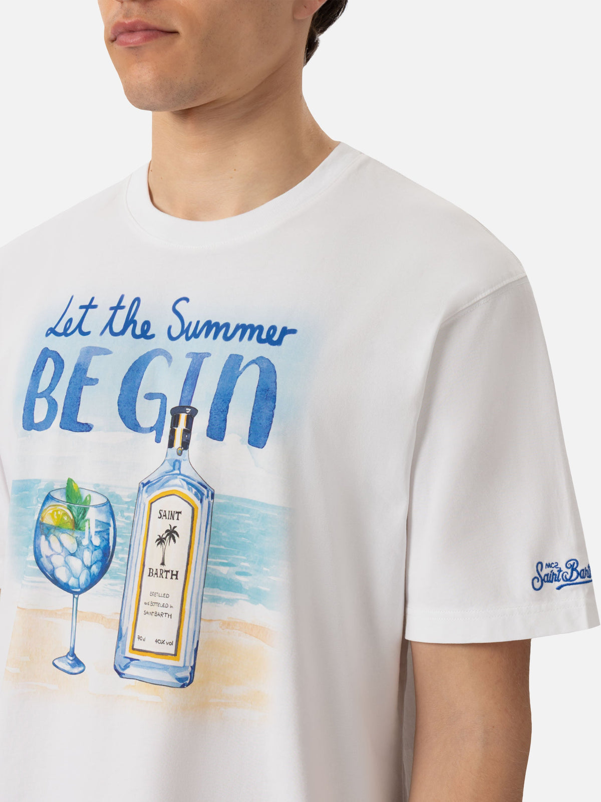 T-shirt bianca con stampa Let the summer be gin product image 2