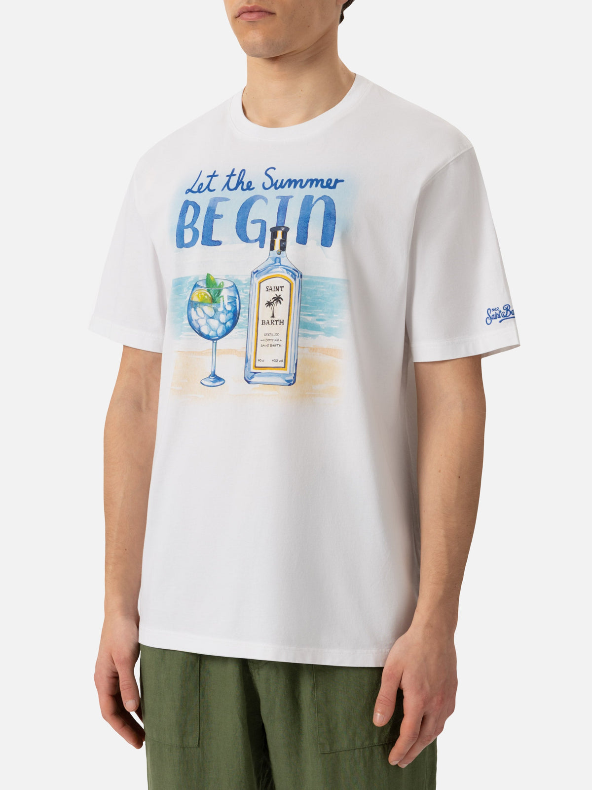 T-shirt bianca con stampa Let the summer be gin product image 3