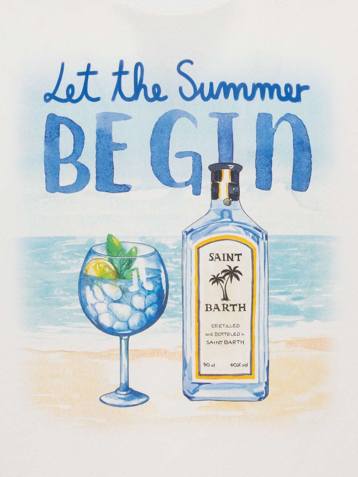 T-shirt bianca con stampa Let the summer be gin product image 5