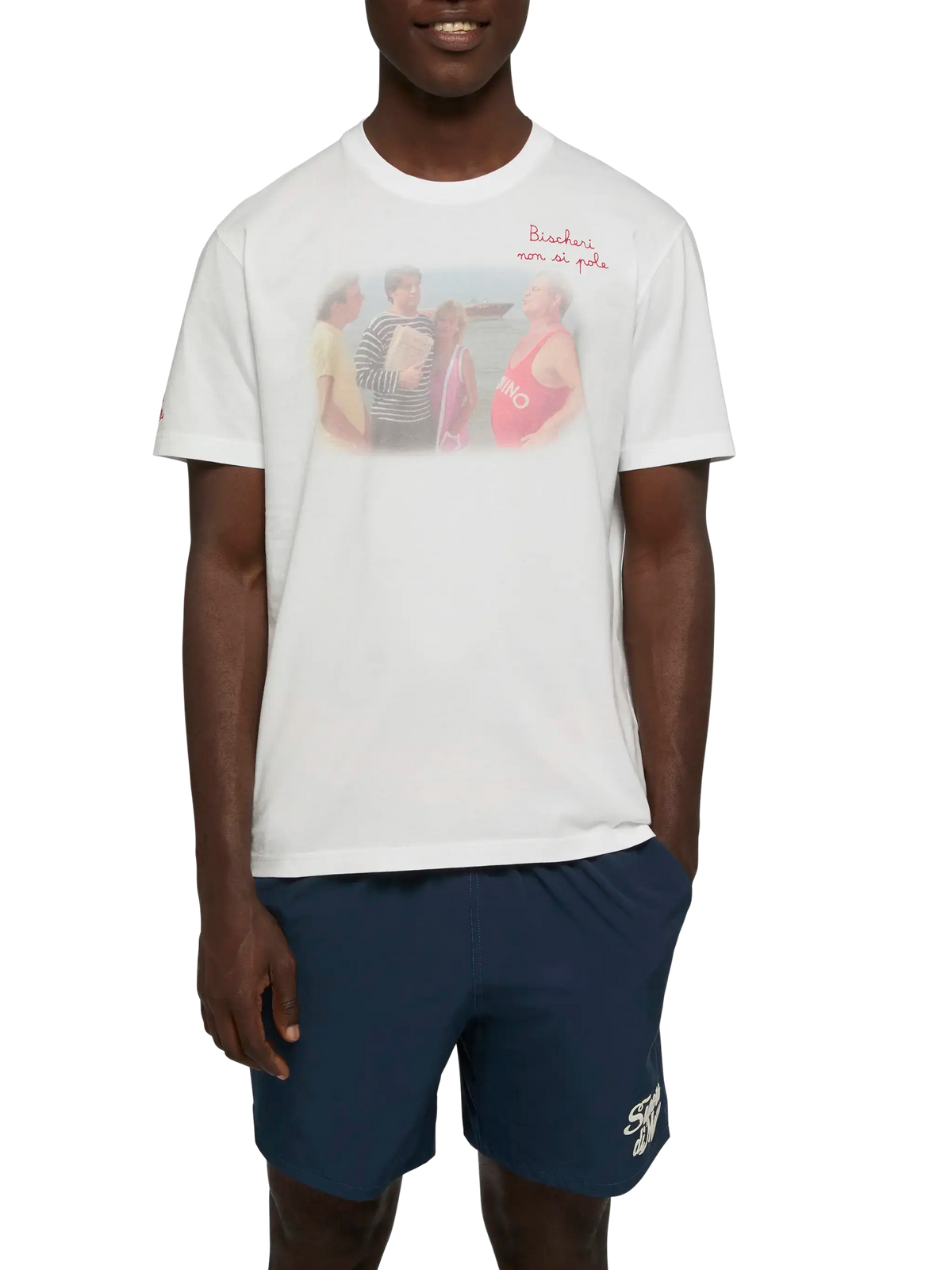 T-shirt bianca con ricamo Bischeri non si pole | Special product image 3