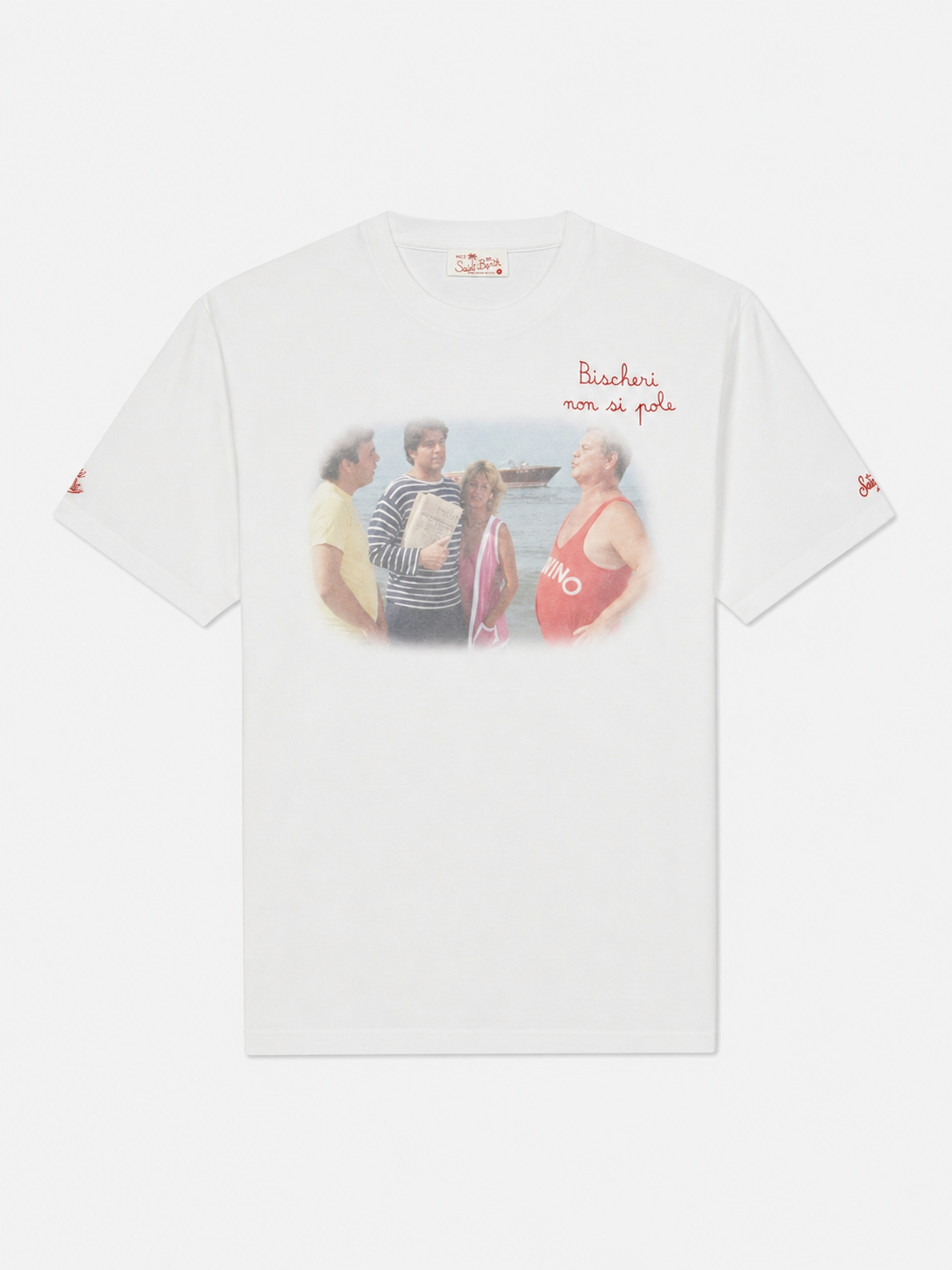 T-shirt bianca con ricamo Bischeri non si pole | Special product image 1