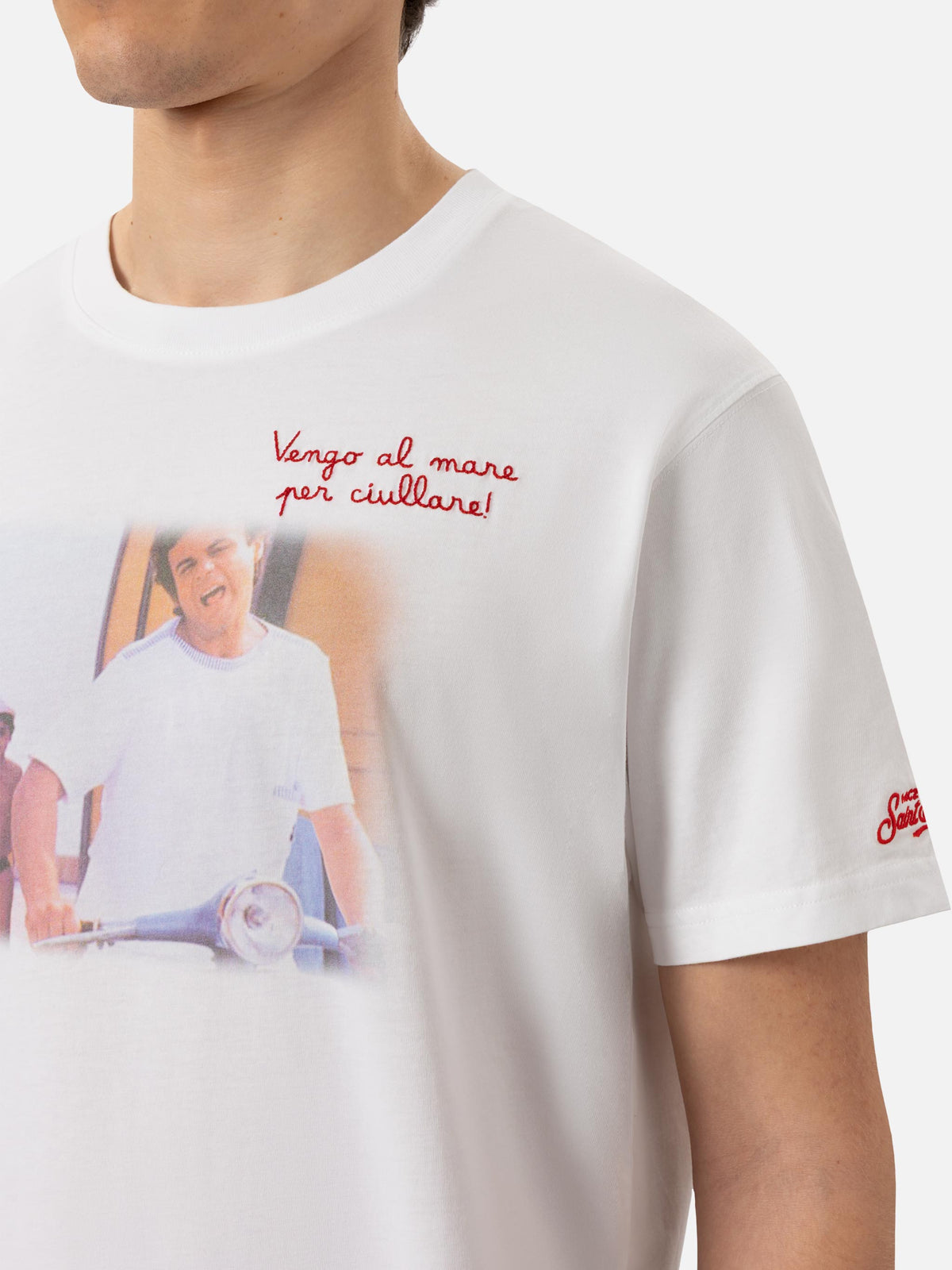 T-shirt bianca con ricamo Vado al mare per... | Special product image 2