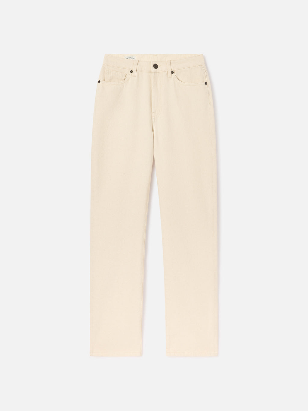 Pantaloni June off white in denim di cotone con ricamo logo