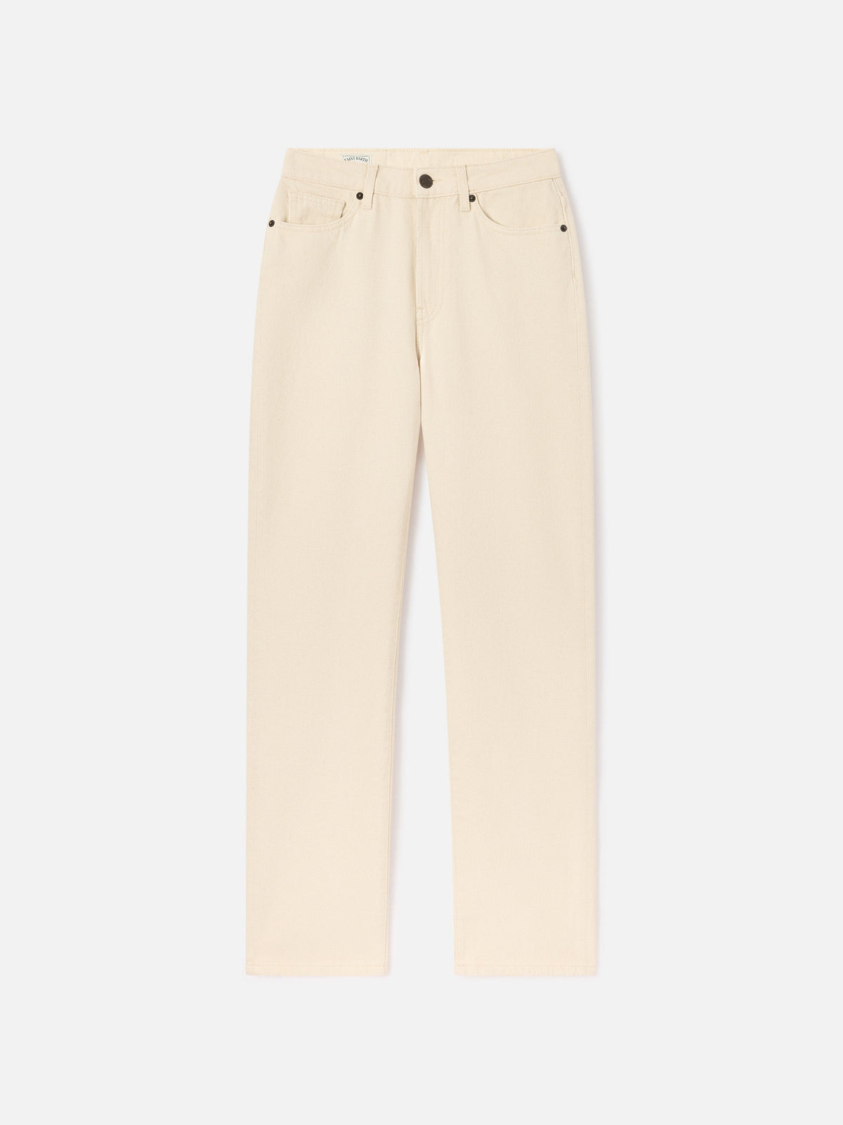 Pantaloni June off white in denim di cotone con ricamo logo