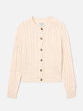 Cardigan Ursule grano in misto lana Donegal con punto trecce