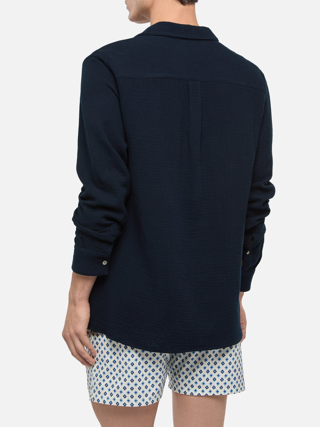 Camicia Ventotene blu navy in cotone goffrato product image 3