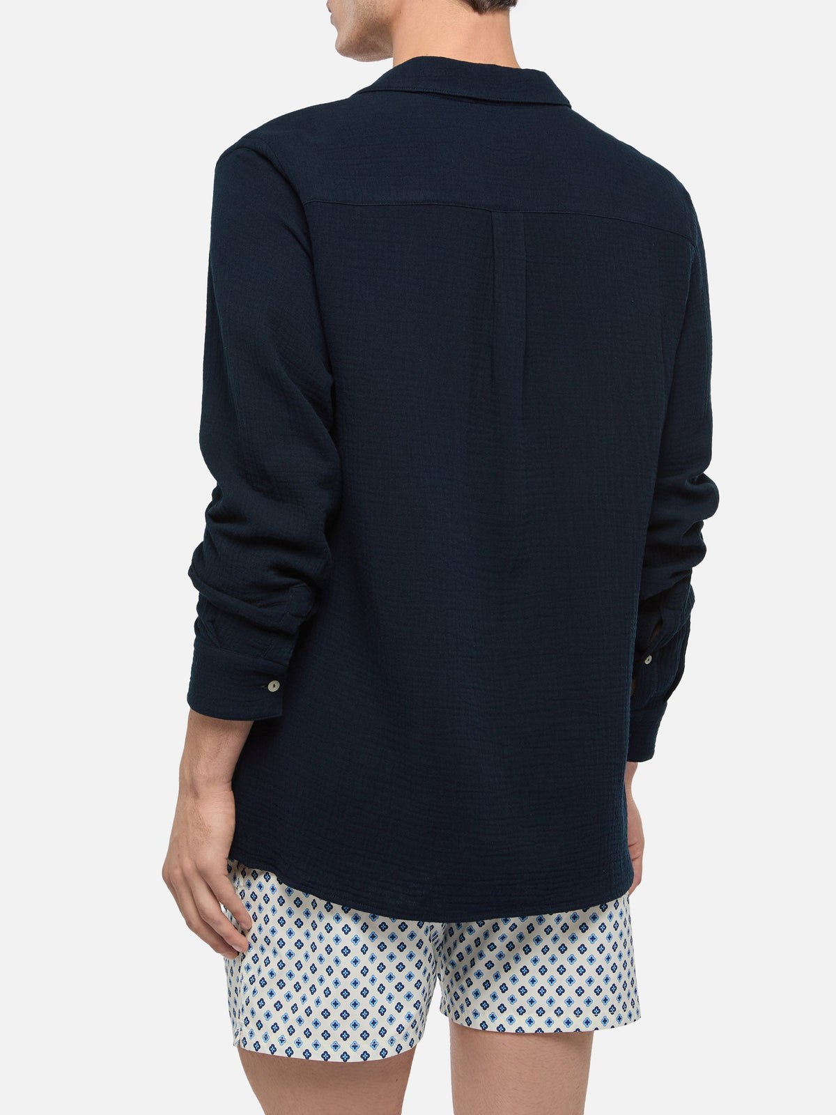 Camicia Ventotene blu navy in cotone goffrato product image 3