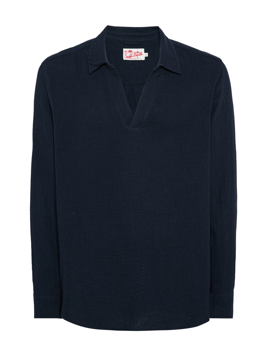 Camicia Ventotene blu navy in cotone goffrato product image 4