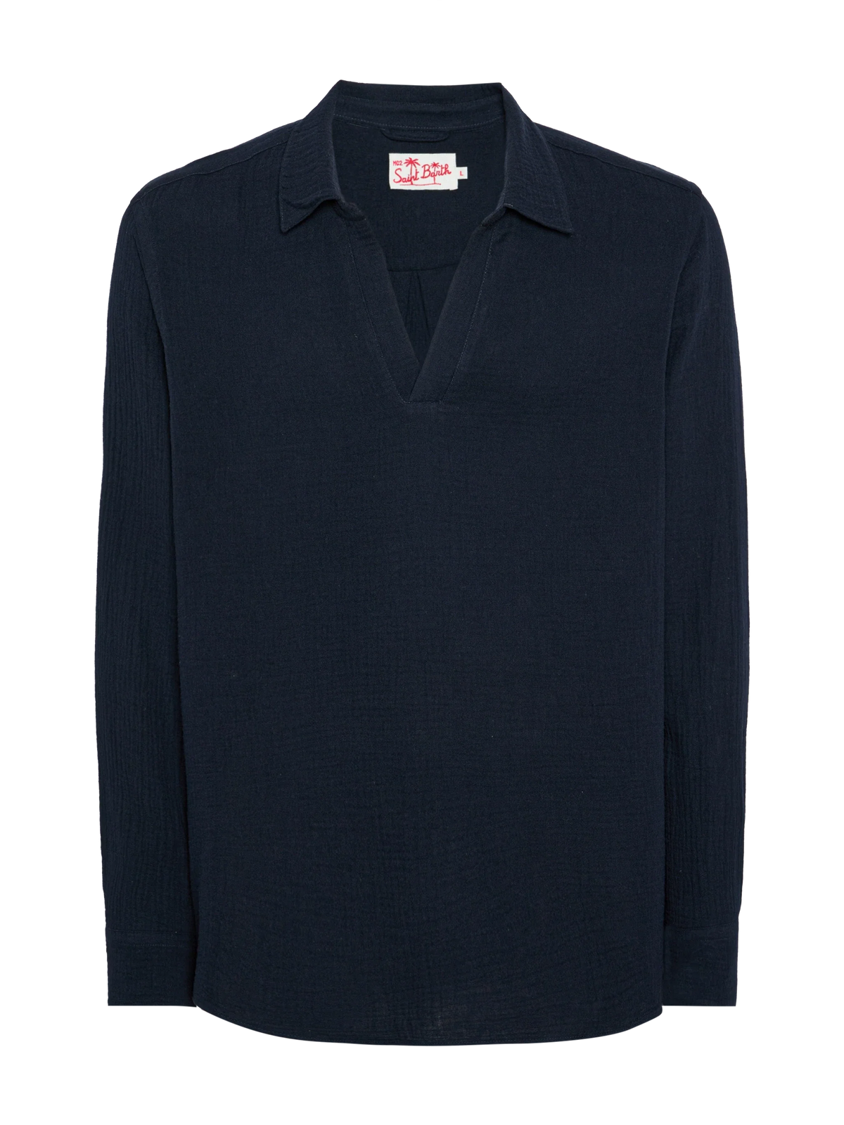 Camicia Ventotene blu navy in cotone goffrato product image 4