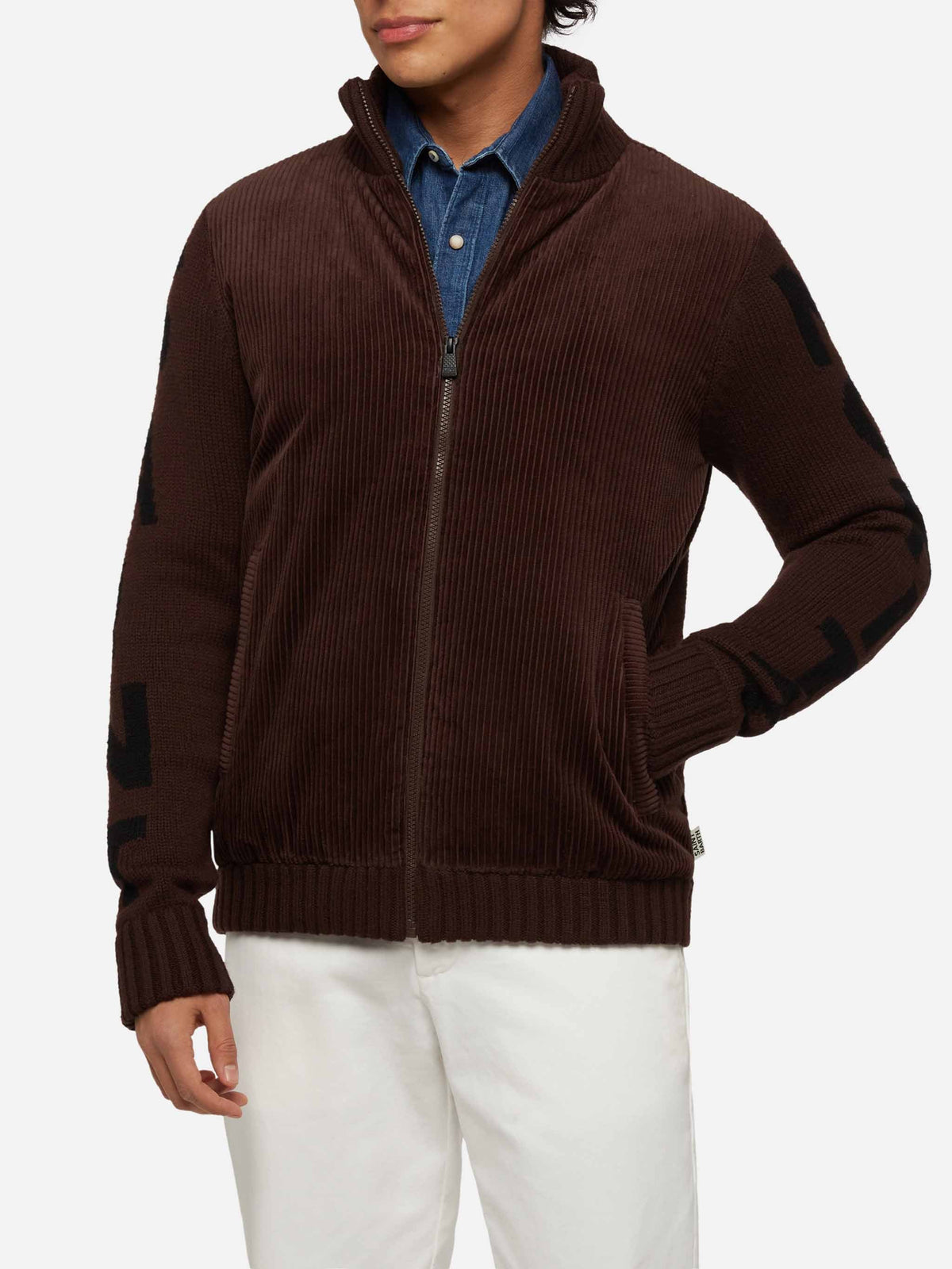Giacca Whistler marrone con maniche in maglia jacquard product image 1