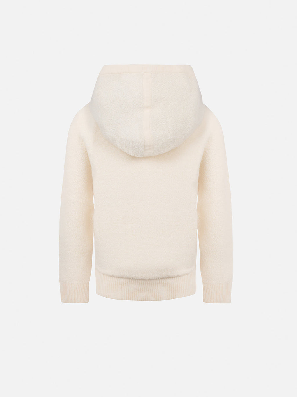 Felpa con cappuccio Wood Jr bianco panna in bouclé patch product image 2