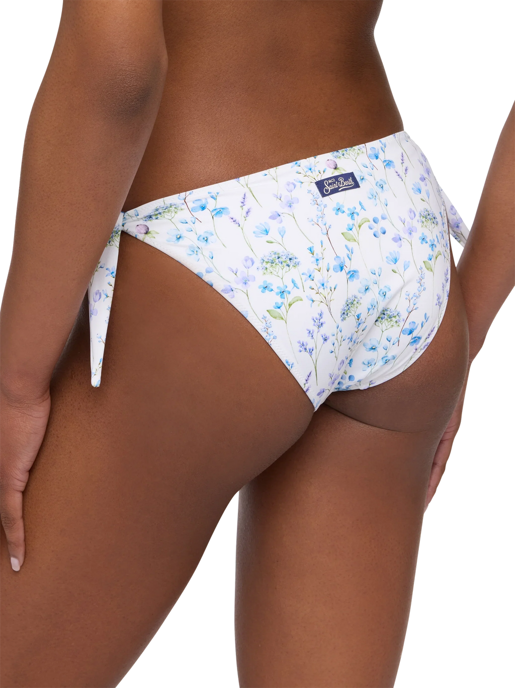 Slip mare Yali bianco con stampa fiori blu