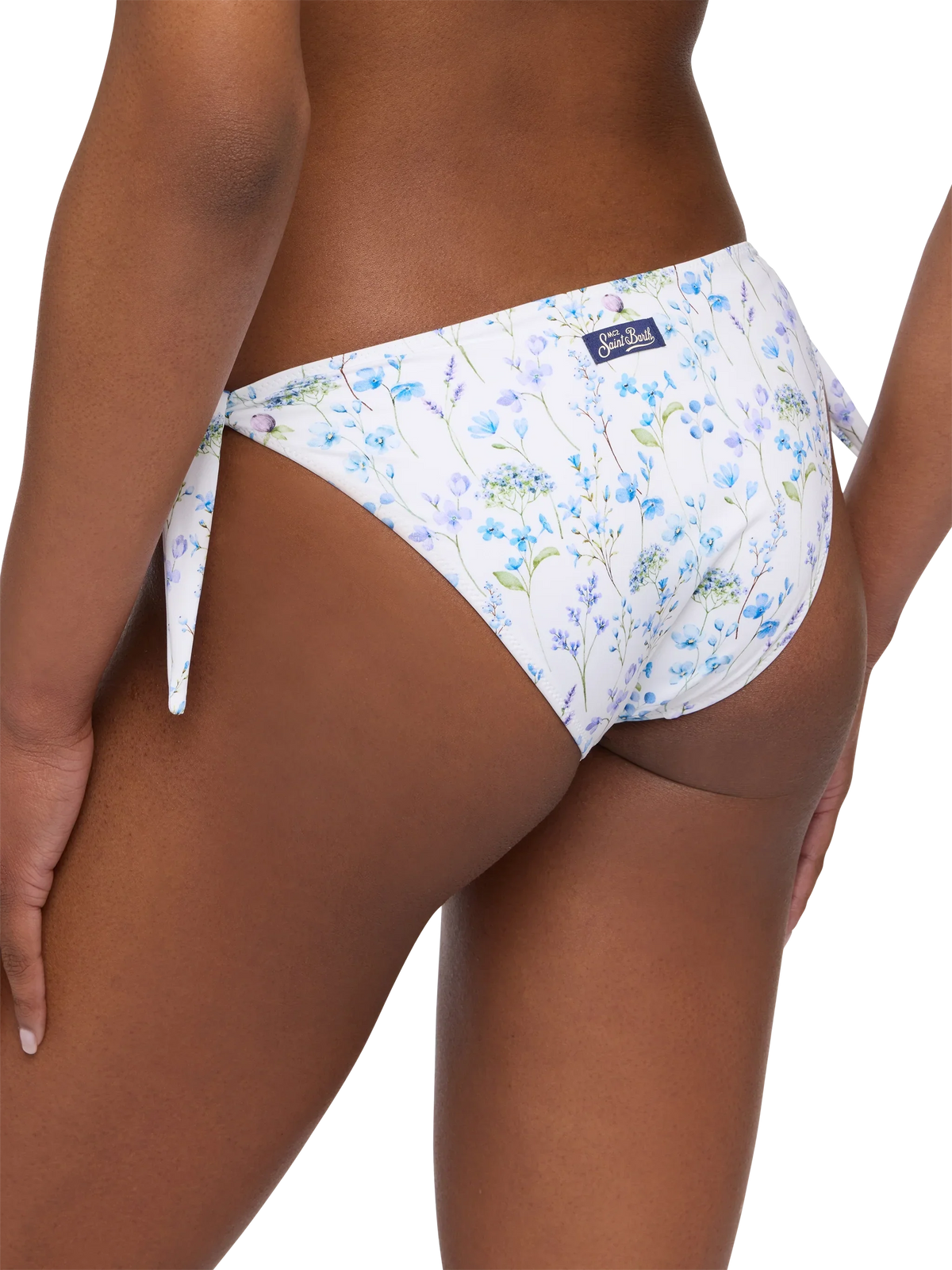 Slip mare Yali bianco con stampa fiori blu