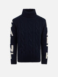 Maglia dolcevita Fisherman Jr blu navy a trecce