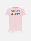 Abito Abbey rosa in spugna con orlo con frange