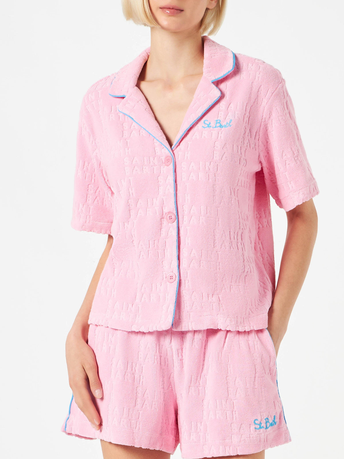 Camicia Whale rosa in spugna con logo in rilievo product image 1