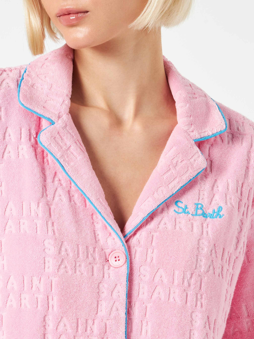 Camicia Whale rosa in spugna con logo in rilievo product image 3